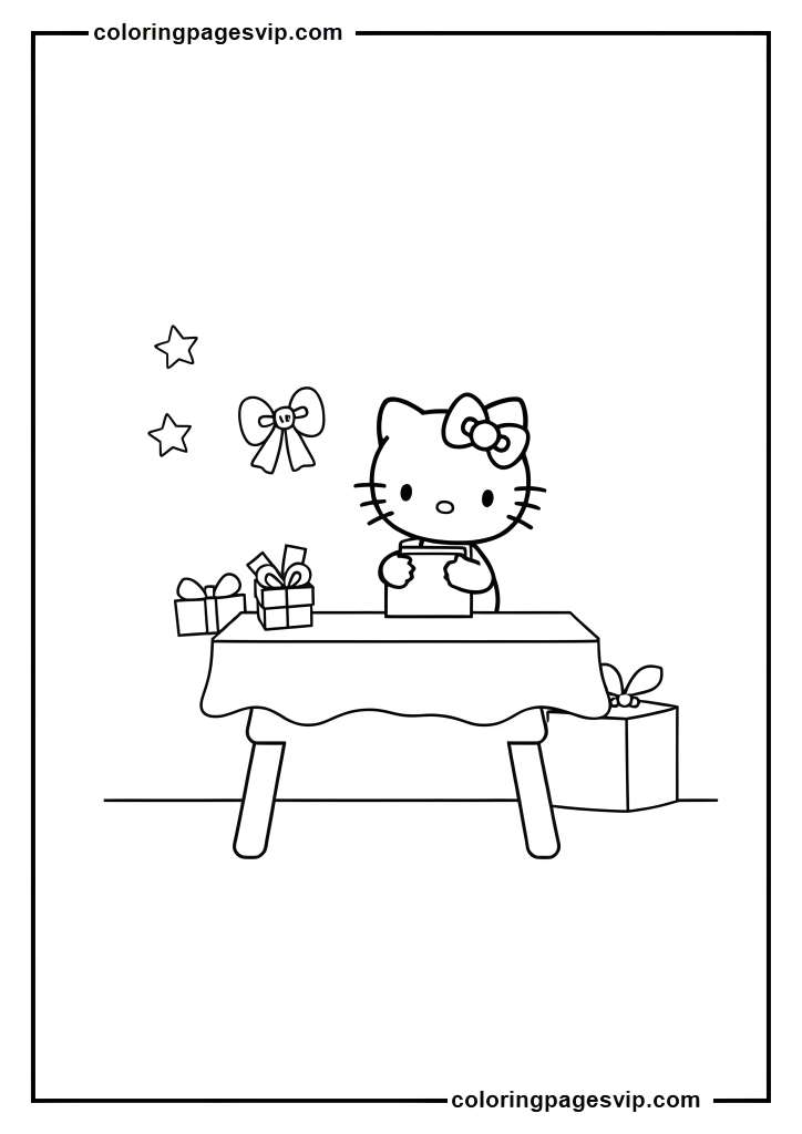 Hello Kitty Christmas Card Maker, Hello Kitty Creating cards coloring pages.